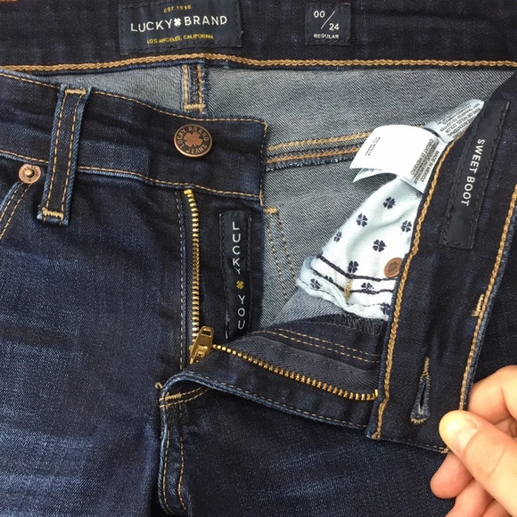 Lucky Brand Sweet Boot Jeans Womens 00/24 Twight Blue Wash Denim Orta‎ Premium - Picture 8 of 14